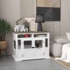 PawHut Dog Kennel Furniture Side End Table with Storage Double Doors Small Medium Dogs White