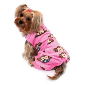 Silly Monkey Front Sleeveless Fleece Pajamas (Color: Pink, size: XS)