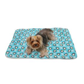 Penguins & Snowflakes Flannel/Ultra Blanket (Color: Turquoise, size: One Size)