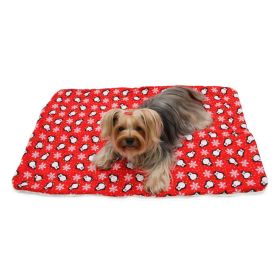 Penguins & Snowflakes Flannel/Ultra Blanket (Color: Red, size: One Size)